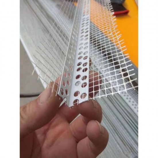 Set 25 Coltare din PVC, 10x10 mm, 2.5 m, Cu Plasa, Alb, Profil pentru Colt Exterior, Coltar Exterior, Coltar PVC, Profil Colturi, Profil Colturi Exterioare, Profil Protectie Colturi, Profil PVC Colt Exterior, Profil Protectia Colturilor