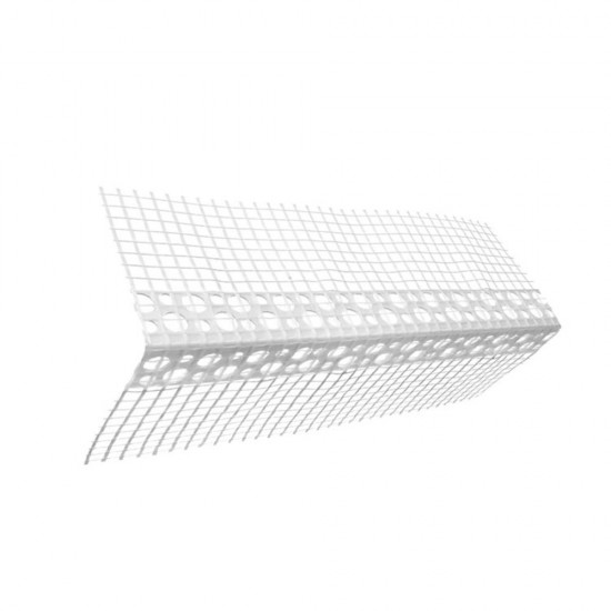 Set 25 Coltare din PVC, 10x10 mm, 2 m, Cu Plasa, Alb, Profil pentru Colt Exterior, Coltar Exterior, Coltar PVC, Profil Colturi, Profil Colturi Exterioare, Profil Protectie Colturi, Profil PVC Colt Exterior, Profil Protectia Colturilor