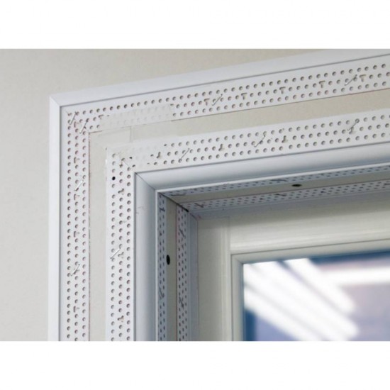 Set 25 Coltare din PVC, 10x10 mm, 2 m, Cu Plasa, Alb, Profil pentru Colt Exterior, Coltar Exterior, Coltar PVC, Profil Colturi, Profil Colturi Exterioare, Profil Protectie Colturi, Profil PVC Colt Exterior, Profil Protectia Colturilor