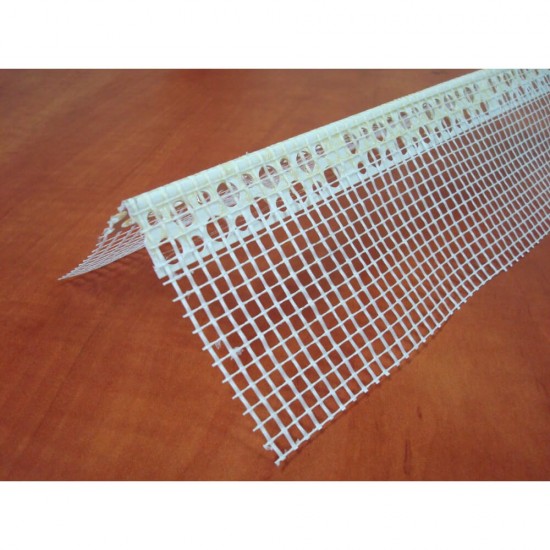 Set 25 Profile cu Plasa, 10x15mm x 2.5m, PVC, Plasa din Fibra de Sticla, Profil pentru Colturi, Coltar din PVC, Profil pentru Colturi cu Plasa, Coltar cu Plasa, Profil pentru Finisare, Profil cu Plasa PVC pentru Finisare Colturi