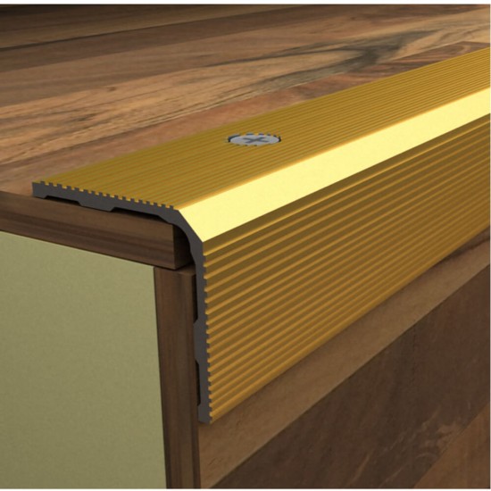 Profil Neperforat Aluminiu pentru Trepte, 45x23 mm, 2.7 m, Grafit, Model 3130, Profil Trepte, Profil pentru Treapta, Profil Protectie Trepte, Profil pentru Protectia Treptelor, Profil pentru Trepte, Profile pentru Trepte, Profile Trepte