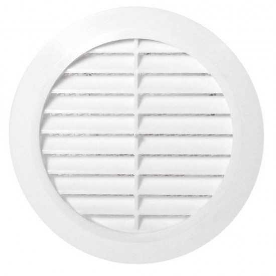 Grila de Aerisire cu Plasa Karro, 110 mm, Tubulatura, Plastic Alb, Grile Rotunde Ventilatie cu Plasa Tubulatura, Rama de Ventilare cu Plasa, Grila Tubulatura cu Plasa de Aerisire, Grile Tubulatura de Aerisire cu Plasa Antiinsecte, Sisteme de Ventilatie