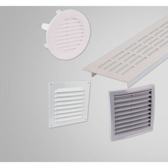Grila de Aerisire cu Plasa Karro, 110 mm, Tubulatura, Plastic Alb, Grile Rotunde Ventilatie cu Plasa Tubulatura, Rama de Ventilare cu Plasa, Grila Tubulatura cu Plasa de Aerisire, Grile Tubulatura de Aerisire cu Plasa Antiinsecte, Sisteme de Ventilatie