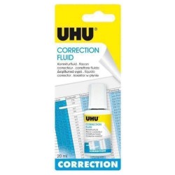 Pasta Corectoare Lichida Uhu, 20 ml, Alba, cu Pensula, Blister, Corectoare pentru Hartie, Pasta Corectoare pentru Scris, Pasta Corectoare Alba cu Pensula, Corector Lichid, Corector cu Pensula, Tub Pasta Corectoare, Corector pentru Scoala