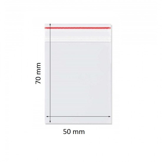 Pungi cu Fermoar PREMIUM, 50x70 mm, 100 Buc/Set, Grosime Folie 50 Microni, Punga Ziplock Transparenta cu Sistem de Resigilare - Pungi cu Inchidere