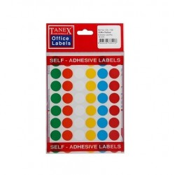 Etichete Autoadezive Color Mix, D16 Mm, 240 Buc/set, Tanex - Culori Asortate