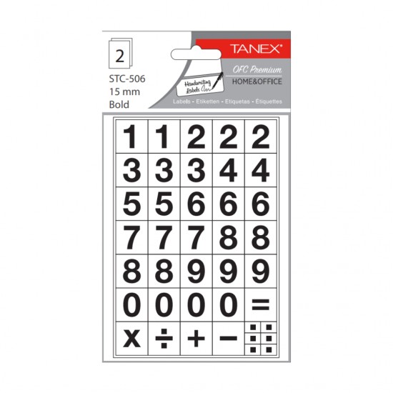 Etichete Autoadezive Cu Cifre, 0-9, 2 Folii/set, Tanex, 20mm Regular
