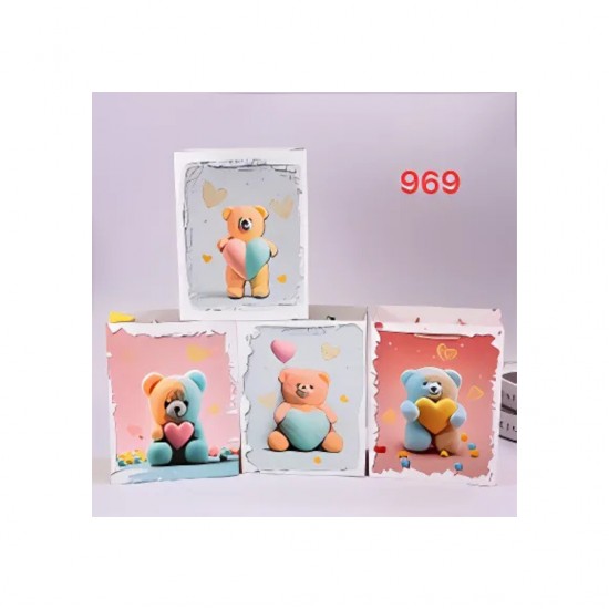 Punga Cadou, Carton 210gr, Design Bear, 18x23x10cm, Modele Asortate