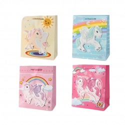 Punga Cadou, Carton 210gr, Design Unicorn, 26x32x10cm, Modele Asortate