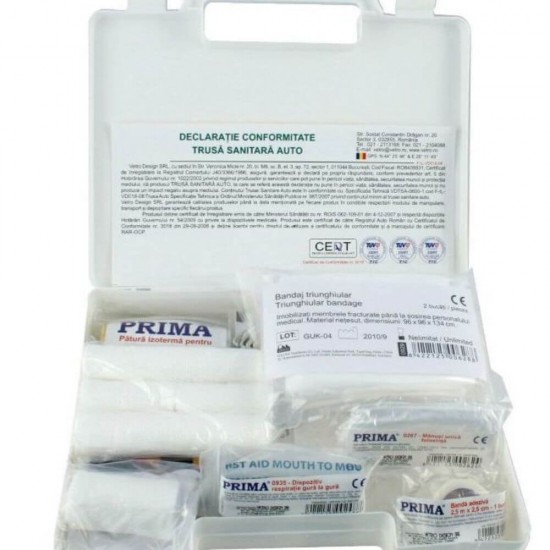 Trusa Medicala de Prim Ajutor pentru Autoturisme, Avizata MS si Licentiata RAR, Valabilitate 24 Luni, Trusa Sanitara de Prim Ajutor Auto, Trusa Prim Ajutor Auto, Kit-uri Siguranta Auto, Truse Sanitare Prim Ajutor Auto, Truse Medicale Auto