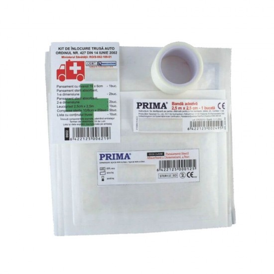 Kit de Inlocuire Trusa Medicala Prim Ajutor pentru Autoturisme, Valabilitate 24 Luni, Kit de Inlocuire pentru Trusa Sanitara Auto, Kit de Inlocuire Componente Trusa Sanitara, Kit-uri Siguranta Auto, Kit-uri de Inlocuire Truse Medicale Auto