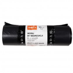 Saci Plastic Reciclat, Standard, 240l, 87x140cm, 27 Microni, 10buc/rola, Resaco - Negri