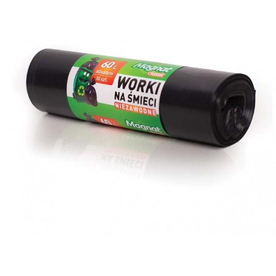 Saci Plastic Reciclat, Standard, 60l, 60x70cm, 20 Microni, 10buc/rola, Resaco - Negri