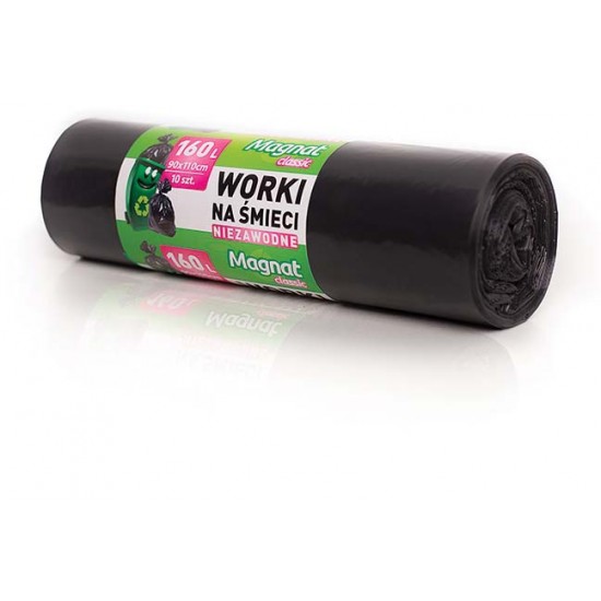 Saci Plastic Reciclat, Standard, 160l, 87x110cm, 27 Microni, 10buc/rola, Resaco - Negri