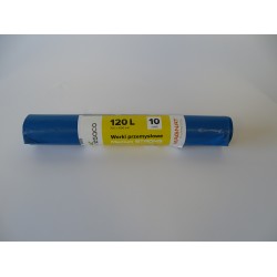 Saci Plastic Reciclat, Rezistenti, 120l, 70x109cm, 47 Microni, 10buc/rola, Resaco - Albastri