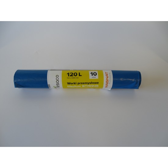 Saci Plastic Reciclat, Rezistenti, 120l, 70x109cm, 47 Microni, 10buc/rola, Resaco - Albastri