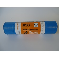 Saci Plastic Reciclat, Super Rezistenti, 240l, 100x125cm, 57 Microni, 10buc/rola, Resaco - Albastri
