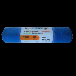 Saci Plastic Reciclat, Standard, 120l, Cu Snur, 70x100cm, 30 Microni, 10buc/rola, Resaco - Albastri