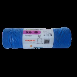 Saci Plastic Reciclat, Standard, 120l, Cu Snur, 70x100cm, 30 Microni, 25buc/rola, Resaco - Albastri