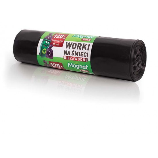 Saci Plastic Reciclat, Standard, 120l, 70x105cm, 24 Microni, 10buc/rola, Resaco - Negri