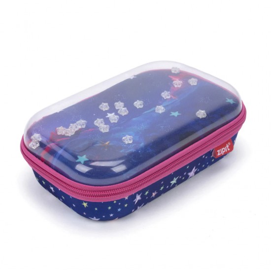 Penar Cu Fermoar Zipit Playful Clear Top Box - Pink Stars