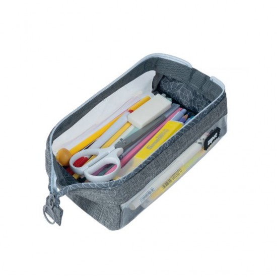 Penar Cu Fermoar Zipit Lenny Clear 2 Sides - Gray Hatch