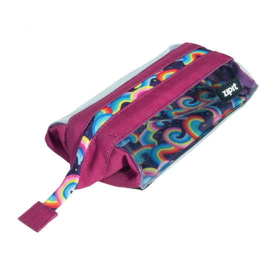 Penar Cu Fermoar Zipit Lenny Clear 2 Sides - Fucsia And Rainbows
