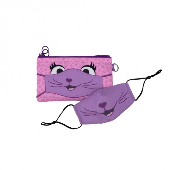 Penar Dublu Cu Fermoar Si Masca Material Textil, Zipit Face-it Creature - Roz