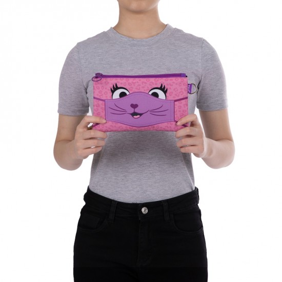 Penar Dublu Cu Fermoar Si Masca Material Textil, Zipit Face-it Creature - Roz