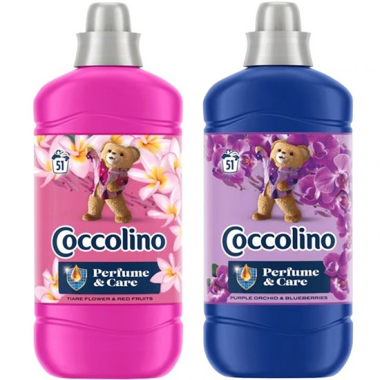Pachet Promo: Balsam Rufe Coccolino Purple Orchid 1275 Ml + Balsam Rufe Coccolino Tiare Flower 1275 Ml